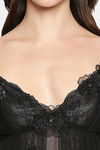 XIN Polyester Babydoll with Thong - Black — thumbnail 6