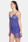XIN Polyester Babydoll with Thong - Cobalt — thumbnail 3