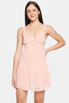 XIN Polyester Babydoll with Thong - Peach — thumbnail 1