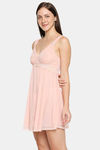 XIN Polyester Babydoll with Thong - Peach — thumbnail 3