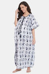 The Kaftan Company Cotton Nightdress - Off White — thumbnail 3