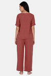 The Kaftan Company Cotton Pyjama Set - Rust Red — thumbnail 3