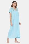 The Kaftan Company Cotton Nightdress - Blue — thumbnail 2