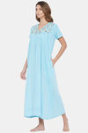 The Kaftan Company Cotton Nightdress - Blue — thumbnail 3