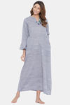 The Kaftan Company Cotton Nightdress - Grey — thumbnail 5