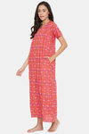 The Kaftan Company Cotton Nightdress - Red — thumbnail 3