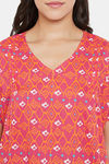 The Kaftan Company Cotton Nightdress - Red — thumbnail 6