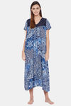 The Kaftan Company Rayon Nightdress - Navy Blue — thumbnail 1