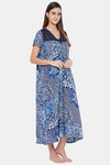 The Kaftan Company Rayon Nightdress - Navy Blue — thumbnail 2