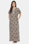 The Kaftan Company Cotton Full Length Nightdress - Grey — thumbnail 1