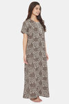The Kaftan Company Cotton Full Length Nightdress - Grey — thumbnail 2