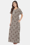 The Kaftan Company Cotton Full Length Nightdress - Grey — thumbnail 3