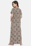 The Kaftan Company Cotton Full Length Nightdress - Grey — thumbnail 4