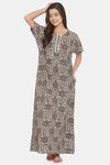 The Kaftan Company Cotton Full Length Nightdress - Grey — thumbnail 5