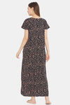 The Kaftan Company Floral Cotton Full Length Nightdress - Black — thumbnail 4