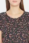 The Kaftan Company Floral Cotton Full Length Nightdress - Black — thumbnail 6