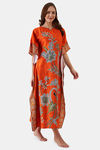 The Kaftan Company Cotton Full Length Nightdress - Orange — thumbnail 3