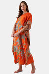 The Kaftan Company Cotton Full Length Nightdress - Orange — thumbnail 4