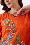The Kaftan Company Cotton Full Length Nightdress - Orange — thumbnail 7