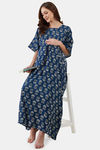 The Kaftan Company Rayon Full Length Nightdress - Blue — thumbnail 6