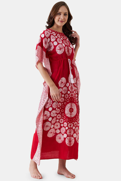 The Kaftan Company Cotton Full Length Nightdress - Red — image 2