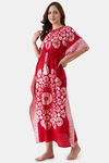 The Kaftan Company Cotton Full Length Nightdress - Red — thumbnail 3