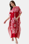 The Kaftan Company Cotton Full Length Nightdress - Red — thumbnail 5