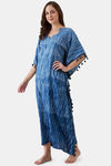 The Kaftan Company Cotton Full Length Nightdress - Blue — thumbnail 3