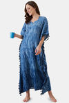 The Kaftan Company Cotton Full Length Nightdress - Blue — thumbnail 5