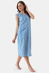 The Kaftan Company Cotton Mid Length Nightdress - Blue — thumbnail 2