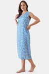 The Kaftan Company Cotton Mid Length Nightdress - Blue — thumbnail 3