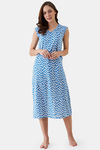 The Kaftan Company Cotton Mid Length Nightdress - Blue — thumbnail 5
