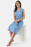 The Kaftan Company Cotton Mid Length Nightdress - Blue — thumbnail 6