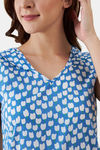The Kaftan Company Cotton Mid Length Nightdress - Blue — thumbnail 7