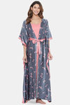 The Kaftan Company Satin Nightwear + Robe (Pack of 2) - Grey — thumbnail 1