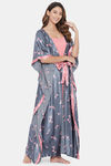 The Kaftan Company Satin Nightwear + Robe (Pack of 2) - Grey — thumbnail 2