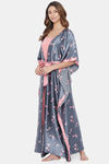 The Kaftan Company Satin Nightwear + Robe (Pack of 2) - Grey — thumbnail 3