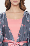 The Kaftan Company Satin Nightwear + Robe (Pack of 2) - Grey — thumbnail 8