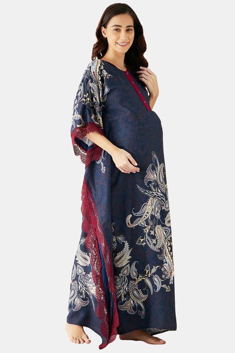 The Kaftan Company Modal Maternity Nightdress - Navy Blue — image 2