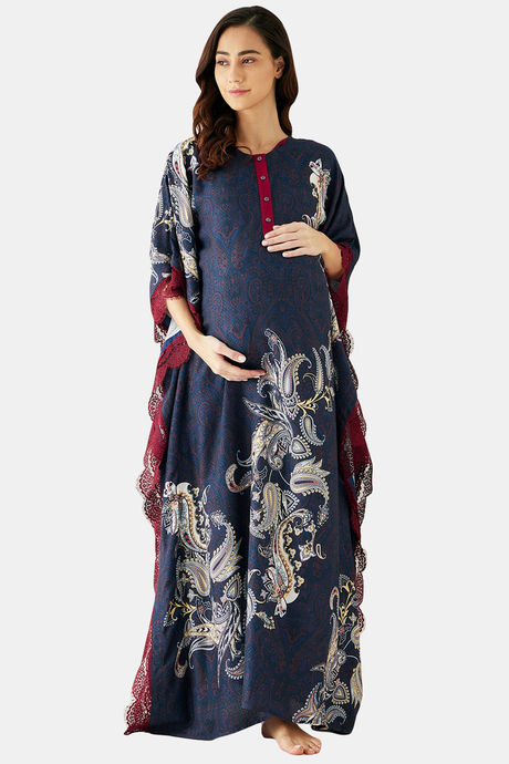The Kaftan Company Modal Maternity Nightdress - Navy Blue — image 3