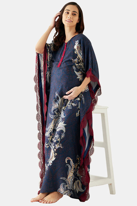 The Kaftan Company Modal Maternity Nightdress - Navy Blue — image 5