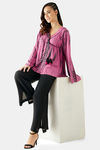 The Kaftan Company Rayon Pyjama Set - Pink — thumbnail 4