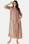 The Kaftan Company Rayon Mid Length Nightdress - Beige — thumbnail 1