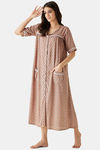 The Kaftan Company Rayon Mid Length Nightdress - Beige — thumbnail 2