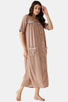 The Kaftan Company Rayon Mid Length Nightdress - Beige — thumbnail 3