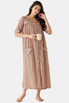 The Kaftan Company Rayon Mid Length Nightdress - Beige — thumbnail 6
