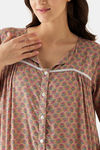 The Kaftan Company Rayon Mid Length Nightdress - Beige — thumbnail 7