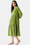 The Kaftan Company Polyester Mid Length Nightdress - Olive — thumbnail 2