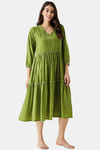 The Kaftan Company Polyester Mid Length Nightdress - Olive — thumbnail 3