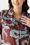 The Kaftan Company Polyester Short Length Nightdress - Burgundy — thumbnail 7